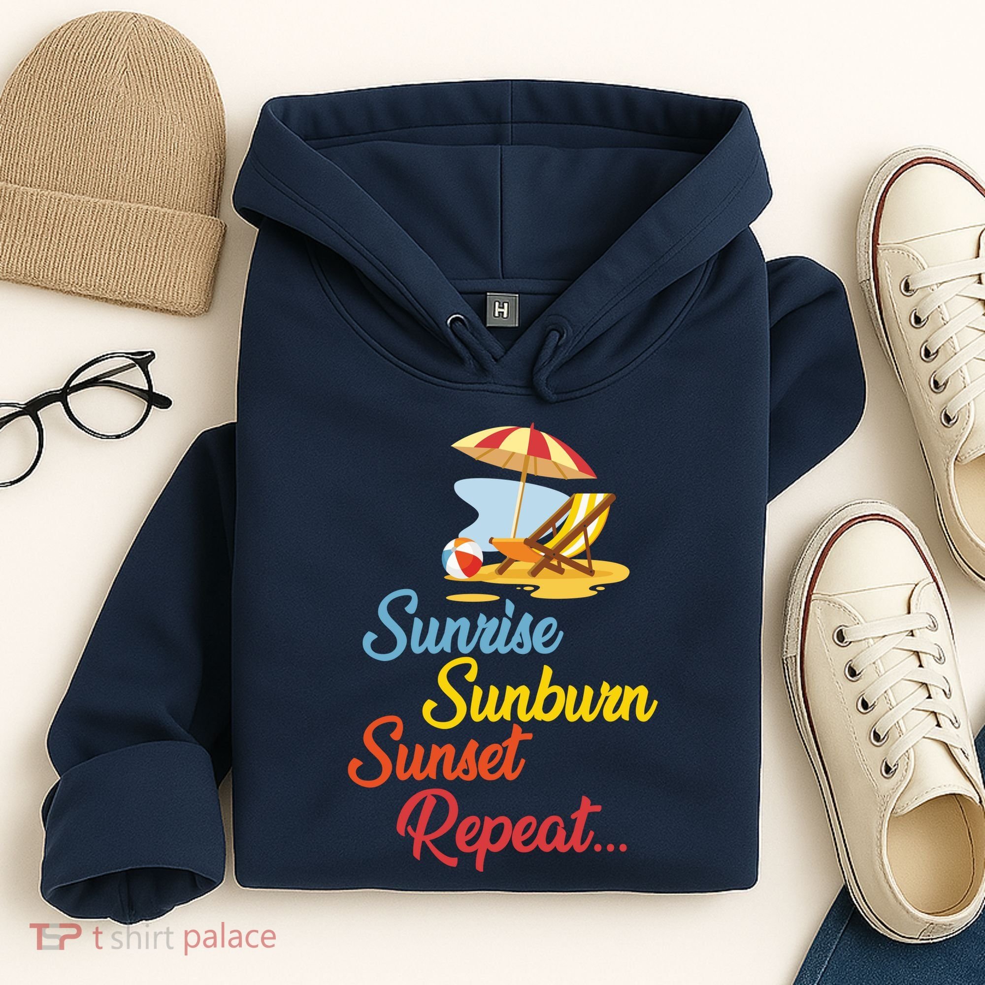 Sunrise Sunburn Sunset Repeat Summer Beach Hoodie