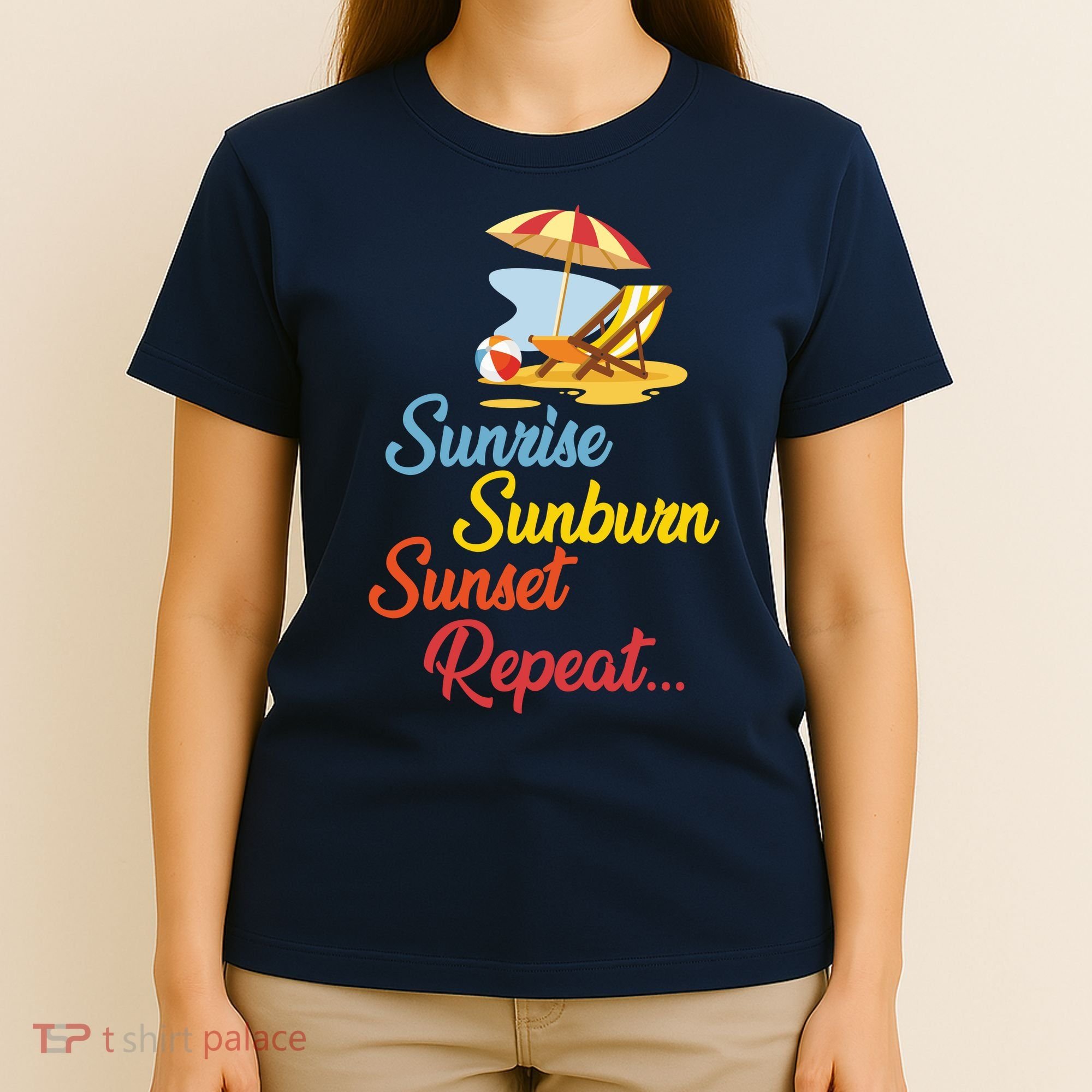 Sunrise Sunburn Sunset Repeat Summer Beach T-Shirt