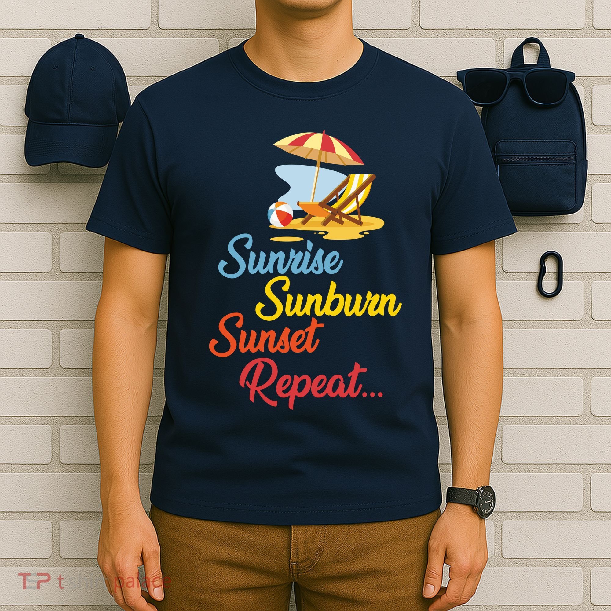 Sunrise Sunburn Sunset Repeat Summer Beach T-Shirt