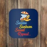 Sunrise Sunburn Sunset Repeat Summer Beach Coaster thumb 0