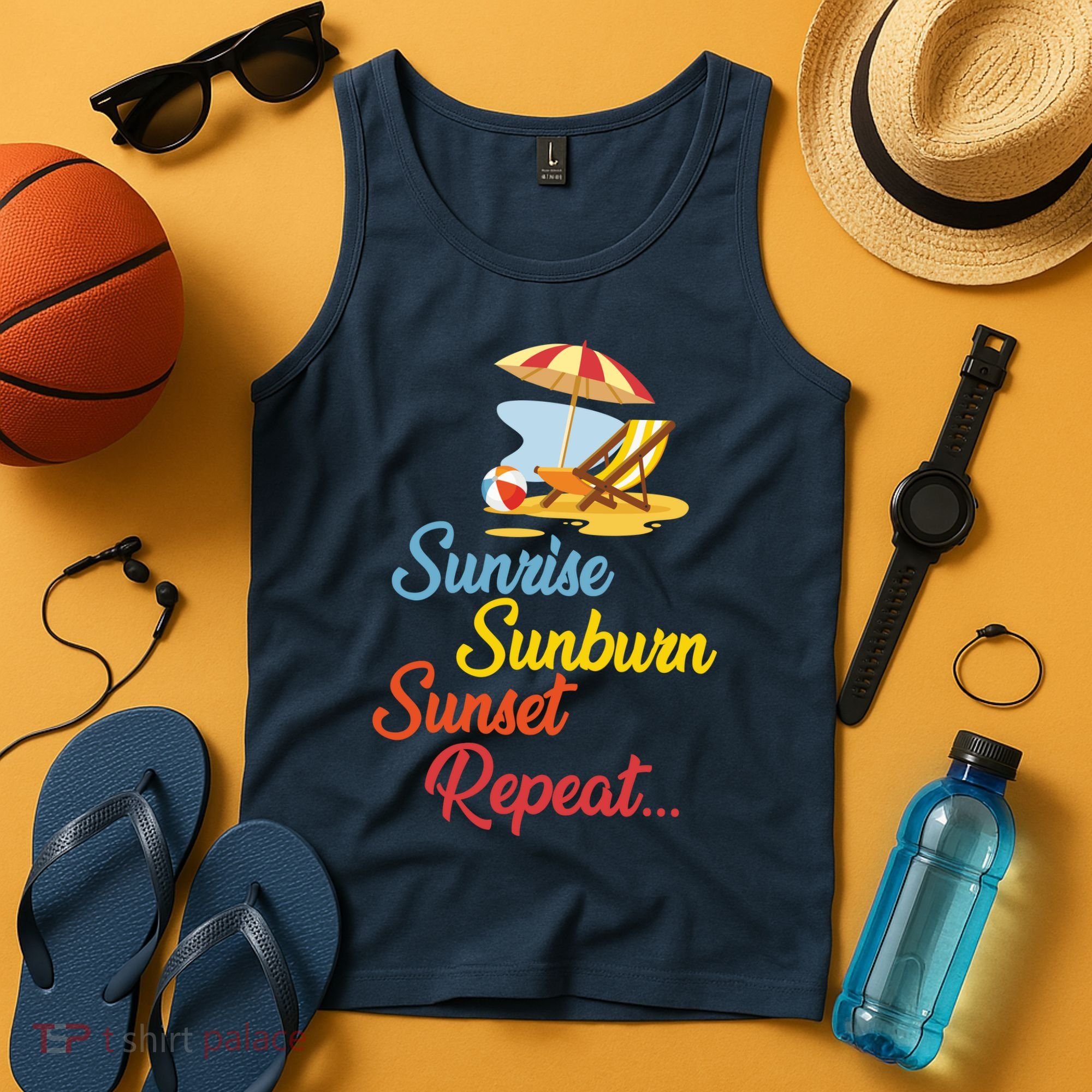 Sunrise Sunburn Sunset Repeat Summer Beach Tank Top