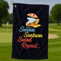 Sunrise Sunburn Sunset Repeat Summer Beach Golf Towel thumb 1