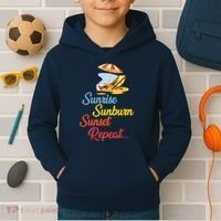 Sunrise Sunburn Sunset Repeat Summer Beach Kids Hoodie thumb 2