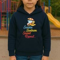 Sunrise Sunburn Sunset Repeat Summer Beach Kids Hoodie thumb 3