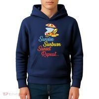 Sunrise Sunburn Sunset Repeat Summer Beach Kids Hoodie thumb 4