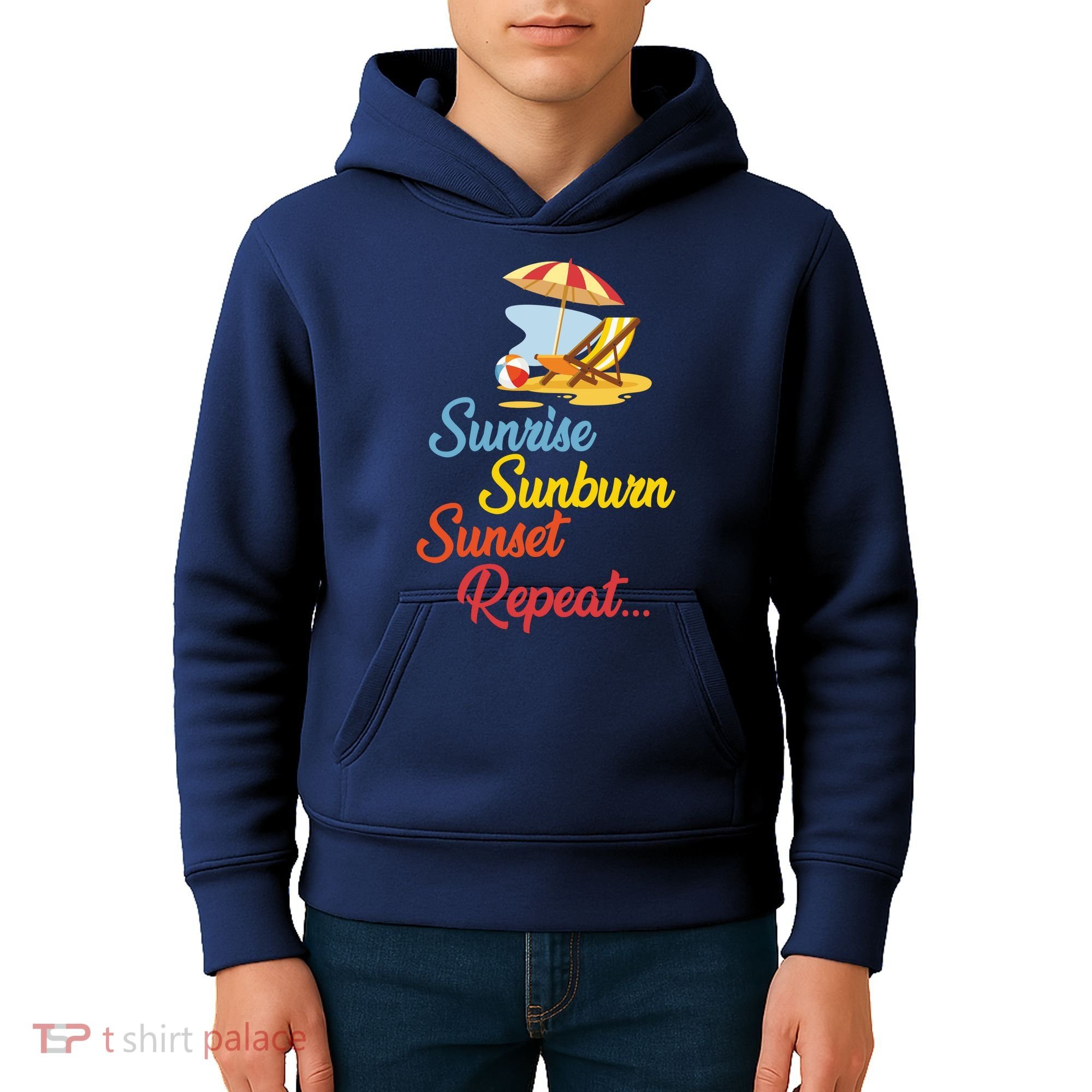 Sunrise Sunburn Sunset Repeat Summer Beach Kids Hoodie