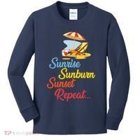 Sunrise Sunburn Sunset Repeat Summer Beach Kids Long Sleeve Shirt thumb 0