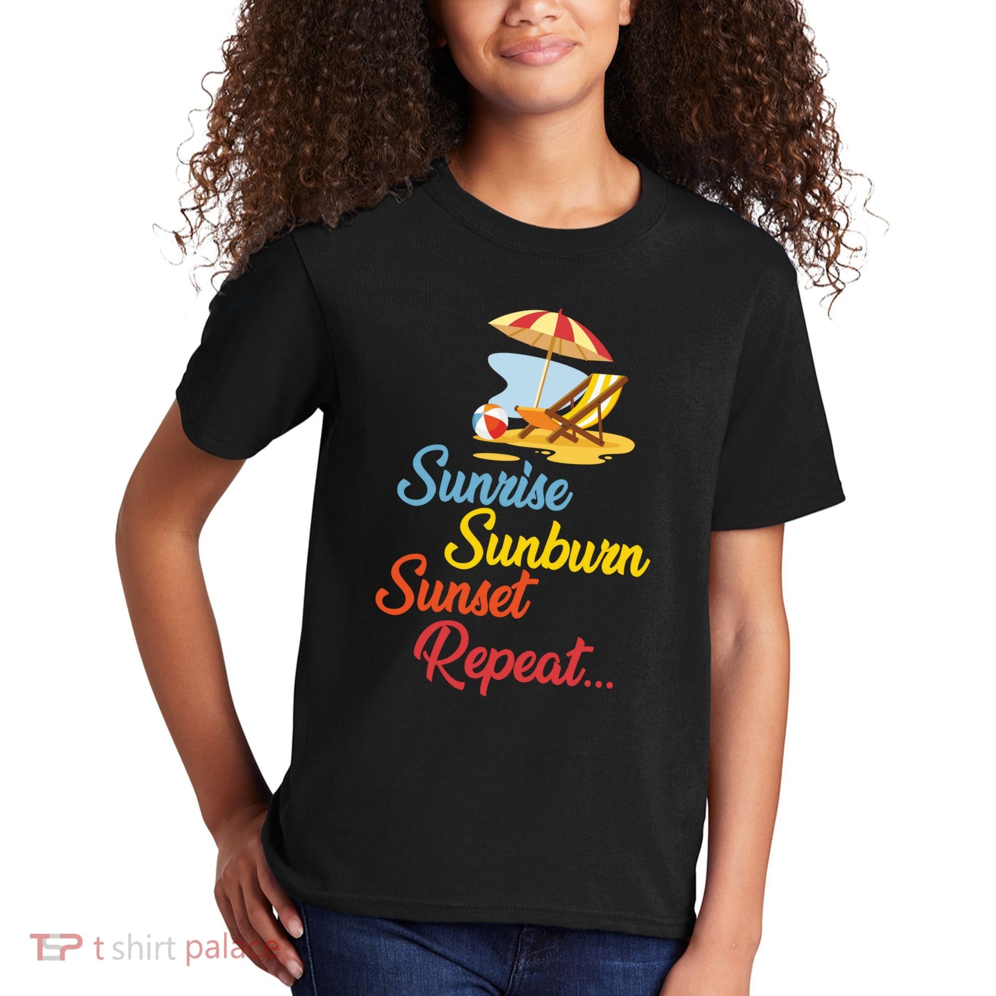 Sunrise Sunburn Sunset Repeat Summer Beach Kids T-Shirt