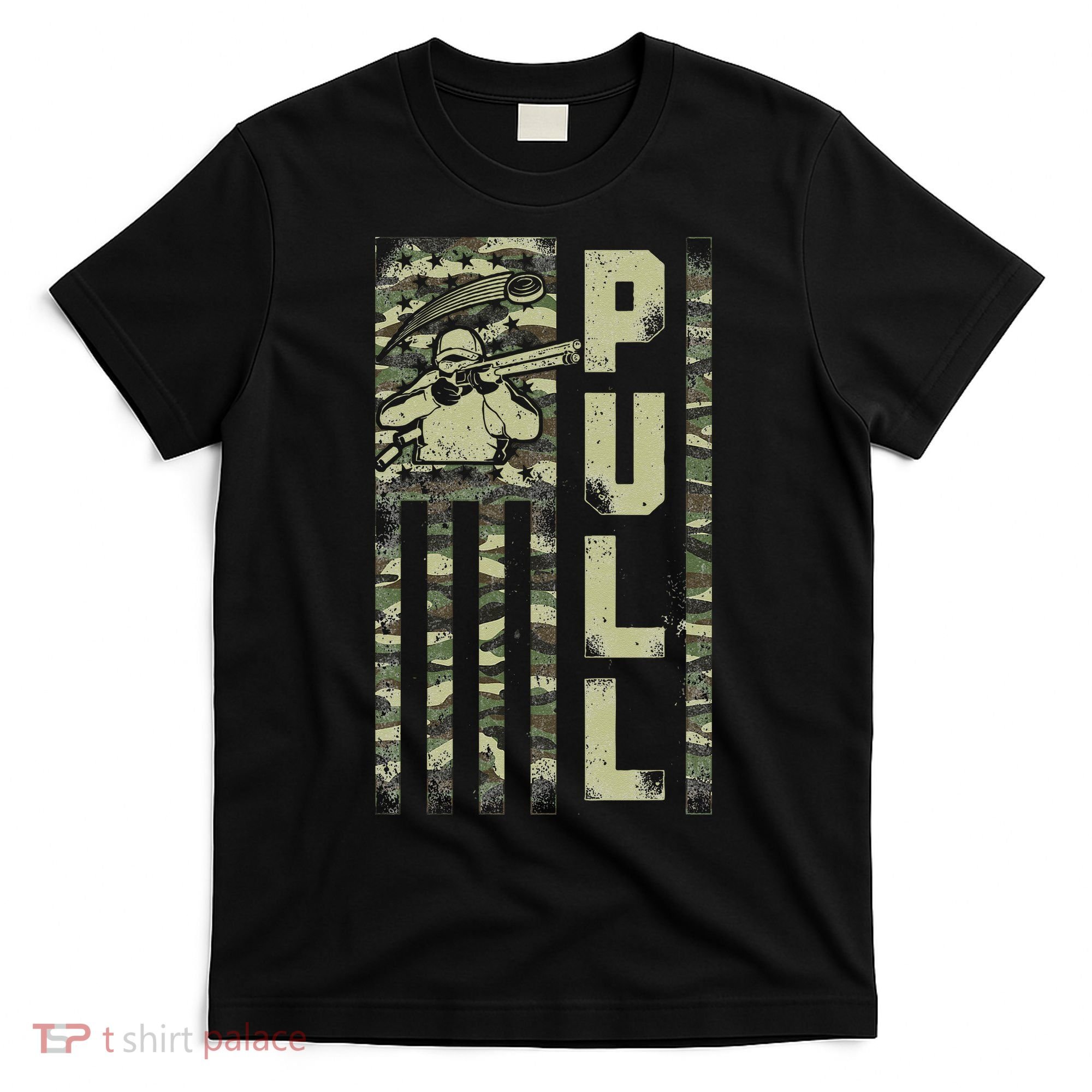 Shotgun Skeet Trap Clay Pigeon Shooting Camo Usa Flag T-Shirt
