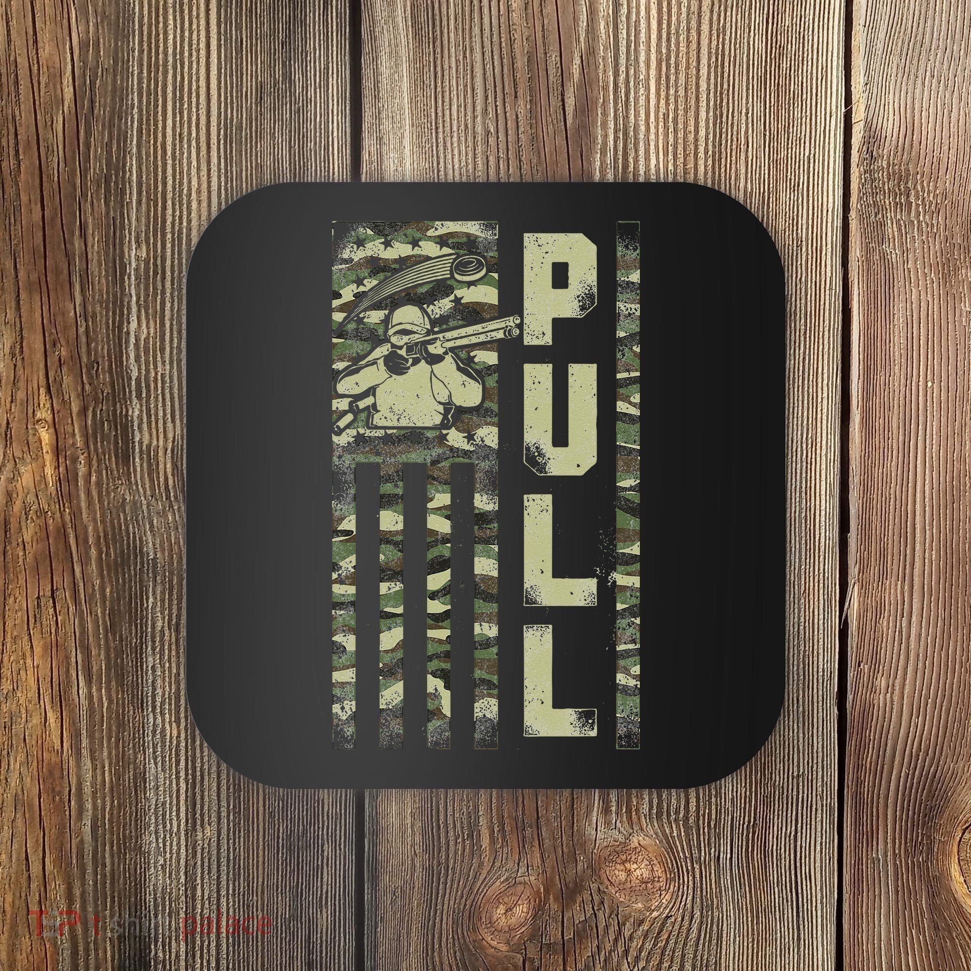 Shotgun Skeet Trap Clay Pigeon Shooting Camo Usa Flag Coaster