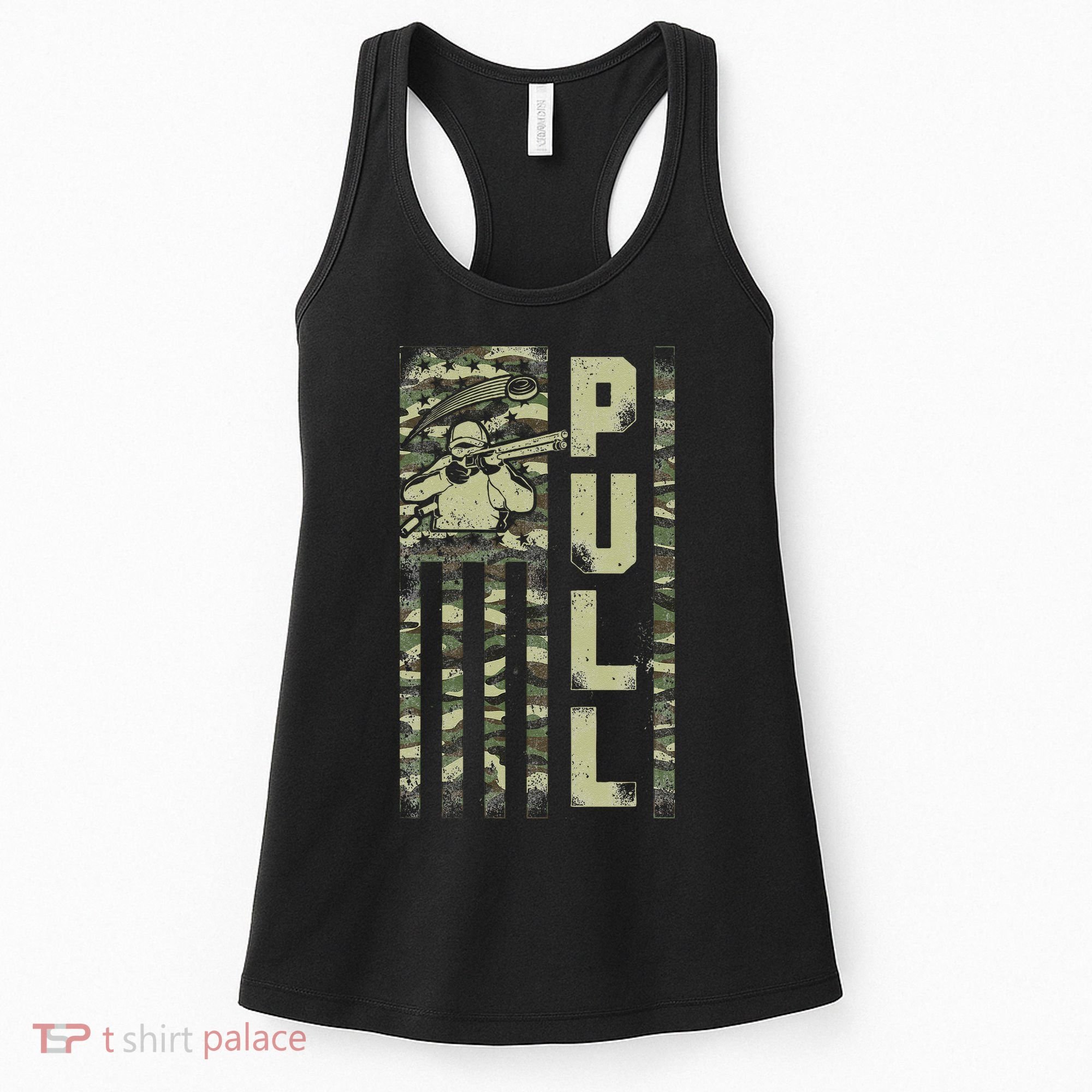 Shotgun Skeet Trap Clay Pigeon Shooting Camo Usa Flag Women's Tank Top