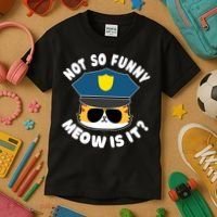Super State Trooper Funny Cat Not So Funny Meow Is It Kids T-Shirt thumb 3