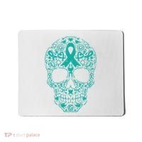 Sugar Skull Teal Ribbon Ovarian Cancer Awareness Mexicansugar Skull Teal Ribbon Mousepad thumb 0