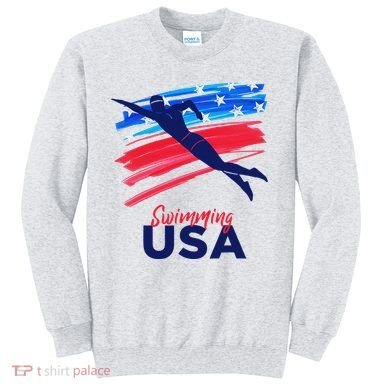 Swimming Support Team Flag Usa Pool Swimmer American Sweatshirt