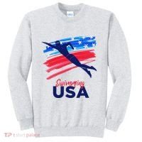Swimming Support Team Flag Usa Pool Swimmer American Sweatshirt thumb 0