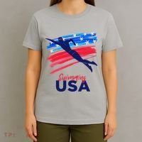Swimming Support Team Flag Usa Pool Swimmer American T-Shirt thumb 4