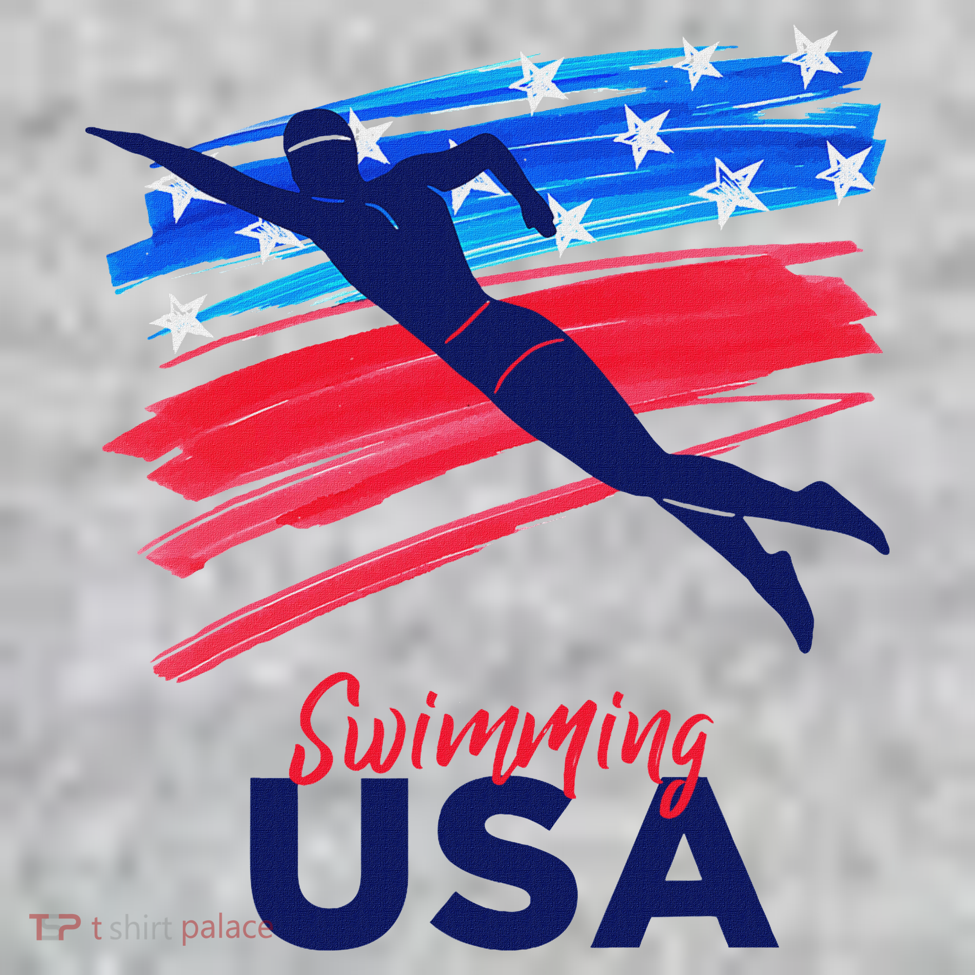 Swimming Support Team Flag Usa Pool Swimmer American T-Shirt
