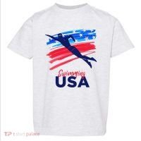 Swimming Support Team Flag Usa Pool Swimmer American Toddler T-Shirt thumb 0