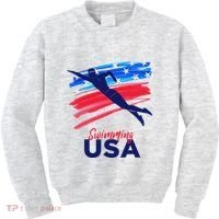 Swimming Support Team Flag Usa Pool Swimmer American Kids Sweatshirt thumb 0