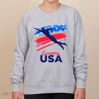 Swimming Support Team Flag Usa Pool Swimmer American Women's Sweatshirt thumb 0