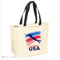 Swimming Support Team Flag Usa Pool Swimmer American Tote Bag thumb 2
