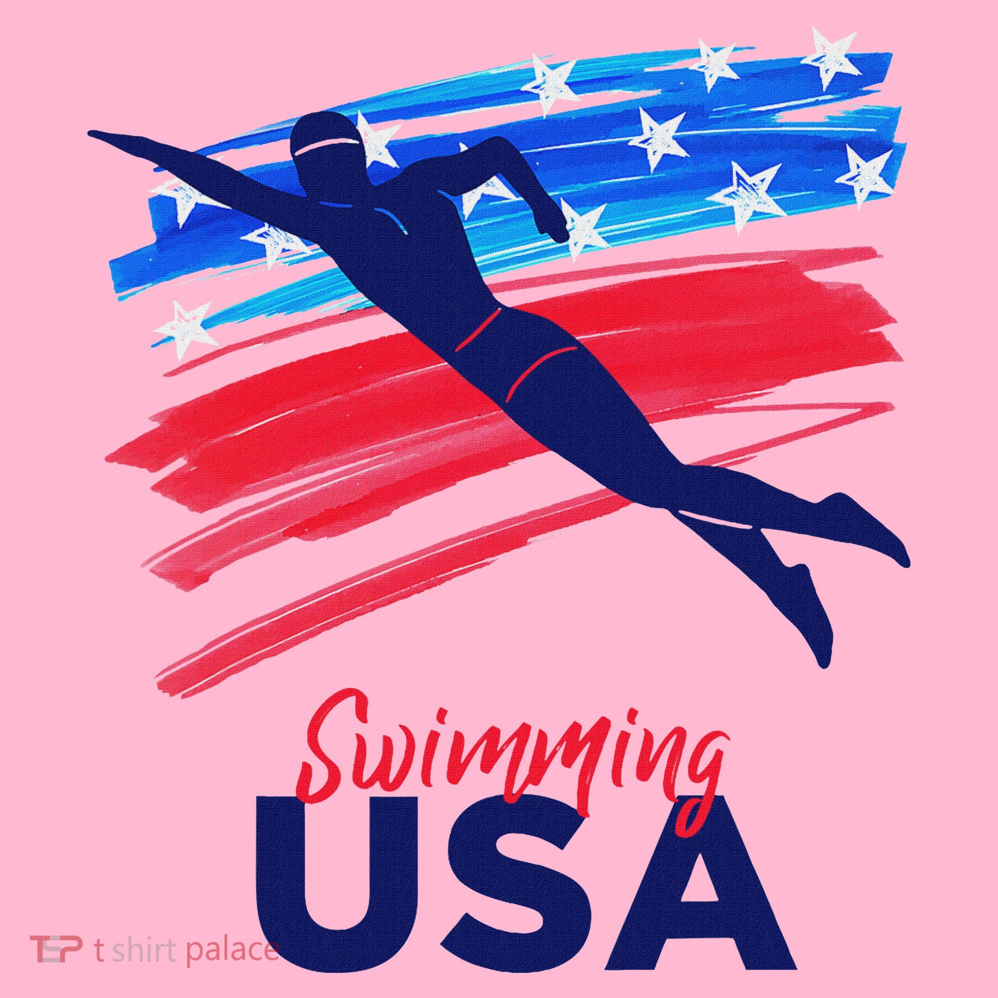Swimming Support Team Flag Usa Pool Swimmer American Coaster