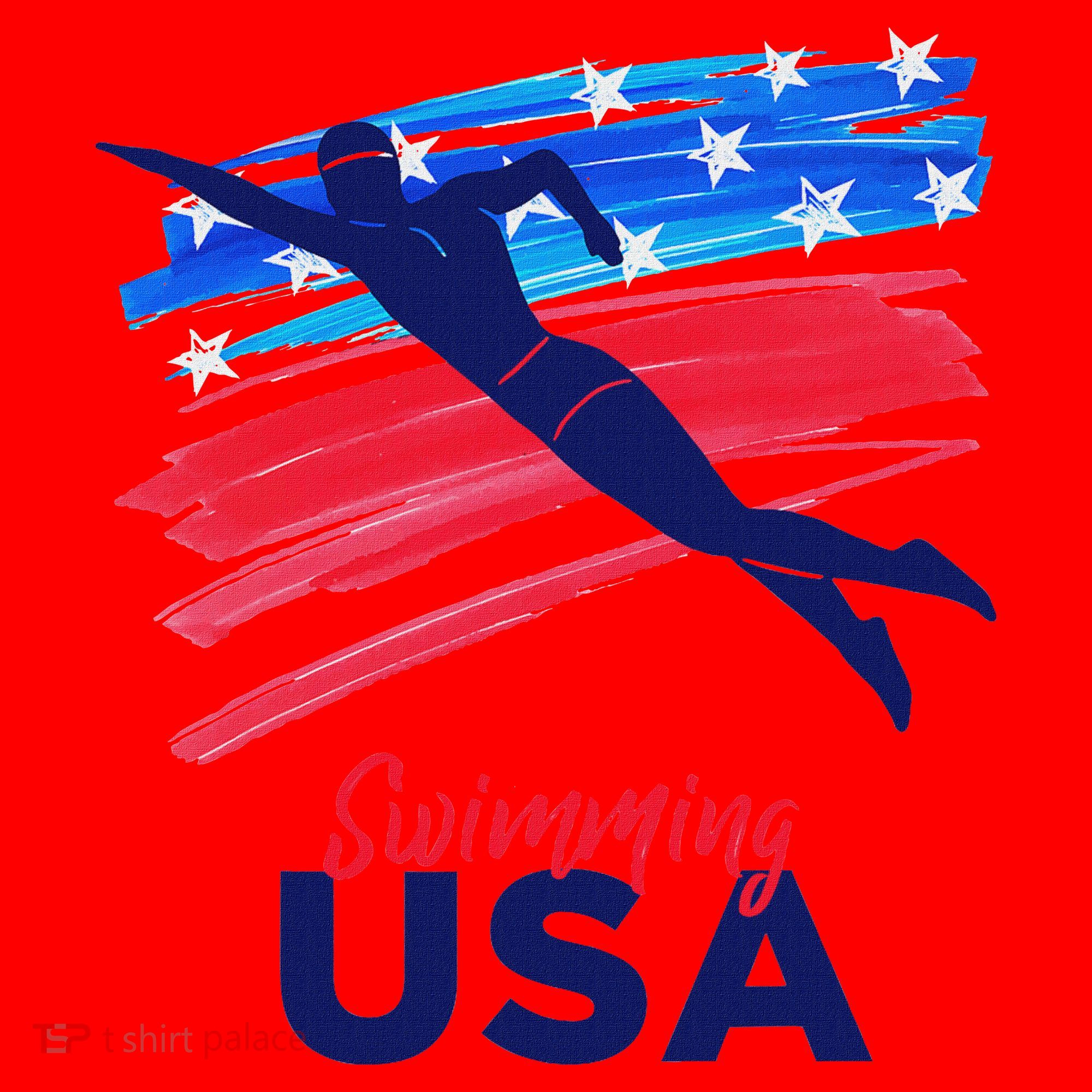 Swimming Support Team Flag Usa Pool Swimmer American Santa Hat
