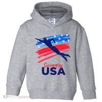 Swimming Support Team Flag Usa Pool Swimmer American Toddler Hoodie thumb 0