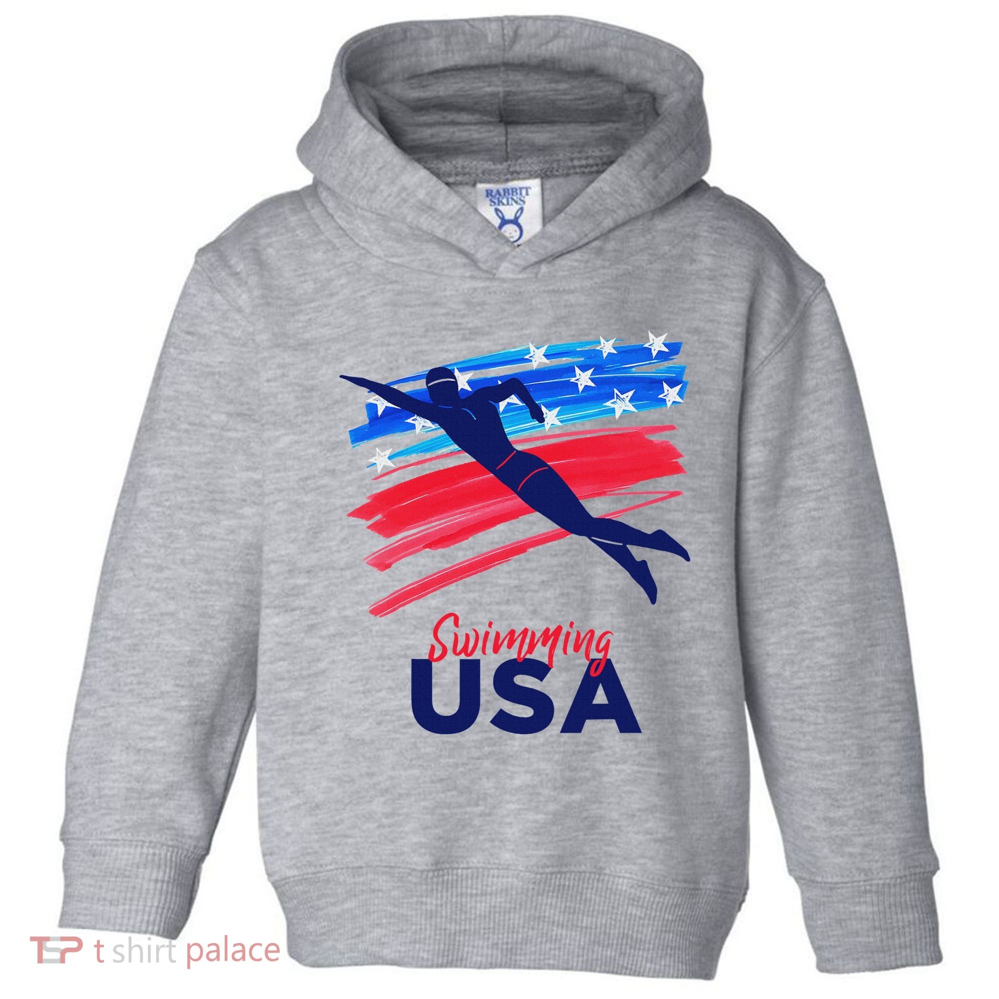 Swimming Support Team Flag Usa Pool Swimmer American Toddler Hoodie