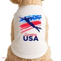 Swimming Support Team Flag Usa Pool Swimmer American Doggie Tank thumb 0