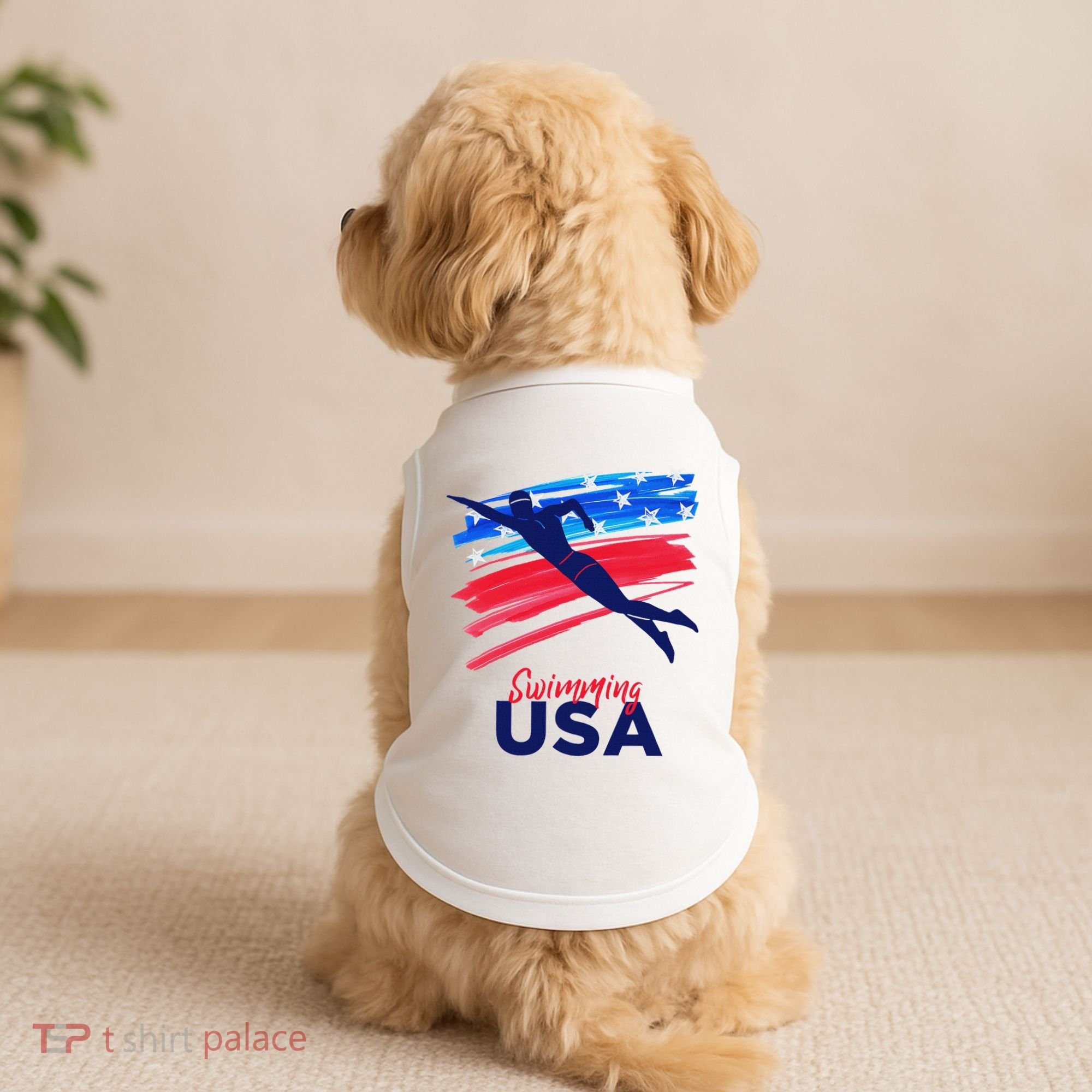 Swimming Support Team Flag Usa Pool Swimmer American Doggie Tank