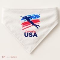 Swimming Support Team Flag Usa Pool Swimmer American USA-Made Doggie Bandana thumb 0