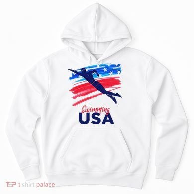 Swimming Support Team Flag Usa Pool Swimmer American Hoodie
