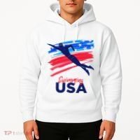 Swimming Support Team Flag Usa Pool Swimmer American Hoodie thumb 2