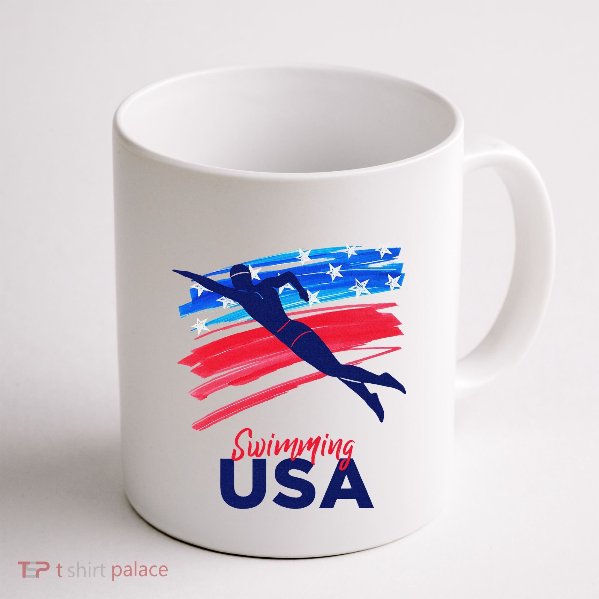 Swimming Support Team Flag Usa Pool Swimmer American Coffee Mug
