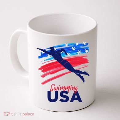 Swimming Support Team Flag Usa Pool Swimmer American Coffee Mug