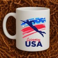Swimming Support Team Flag Usa Pool Swimmer American Coffee Mug thumb 2