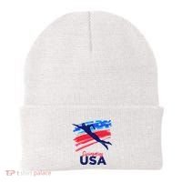 Swimming Support Team Flag Usa Pool Swimmer American Beanie thumb 0