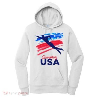Swimming Support Team Flag Usa Pool Swimmer American Women's Hoodie