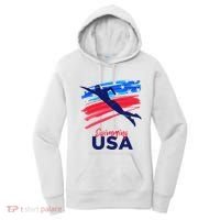 Swimming Support Team Flag Usa Pool Swimmer American Women's Hoodie thumb 0