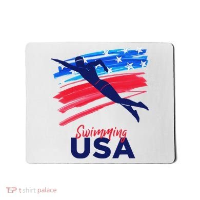 Swimming Support Team Flag Usa Pool Swimmer American Mousepad