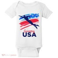 Swimming Support Team Flag Usa Pool Swimmer American Baby Bodysuit thumb 0