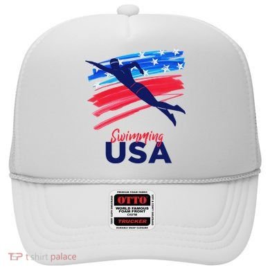 Swimming Support Team Flag Usa Pool Swimmer American Hat