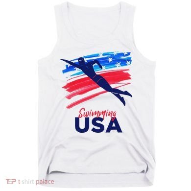 Swimming Support Team Flag Usa Pool Swimmer American Tank Top