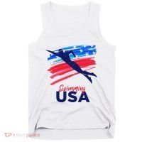 Swimming Support Team Flag Usa Pool Swimmer American Tank Top thumb 0