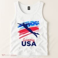 Swimming Support Team Flag Usa Pool Swimmer American Tank Top thumb 2