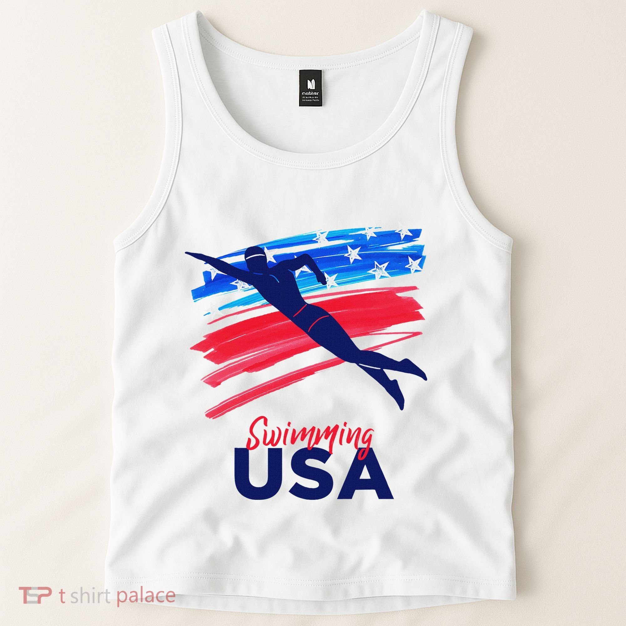 Swimming Support Team Flag Usa Pool Swimmer American Tank Top