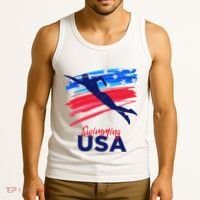 Swimming Support Team Flag Usa Pool Swimmer American Tank Top thumb 3
