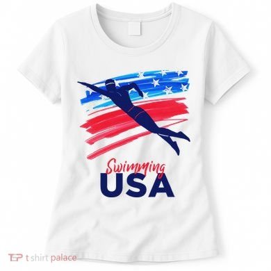 Swimming Support Team Flag Usa Pool Swimmer American Women's T-Shirt