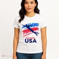 Swimming Support Team Flag Usa Pool Swimmer American Women's T-Shirt thumb 4
